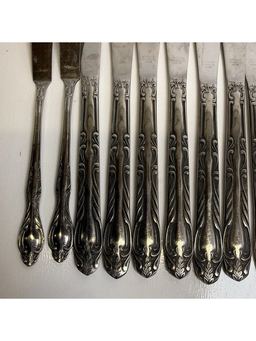 National Stainless Flatware Dinner Butter Knives Japan Medford Vintage Silver